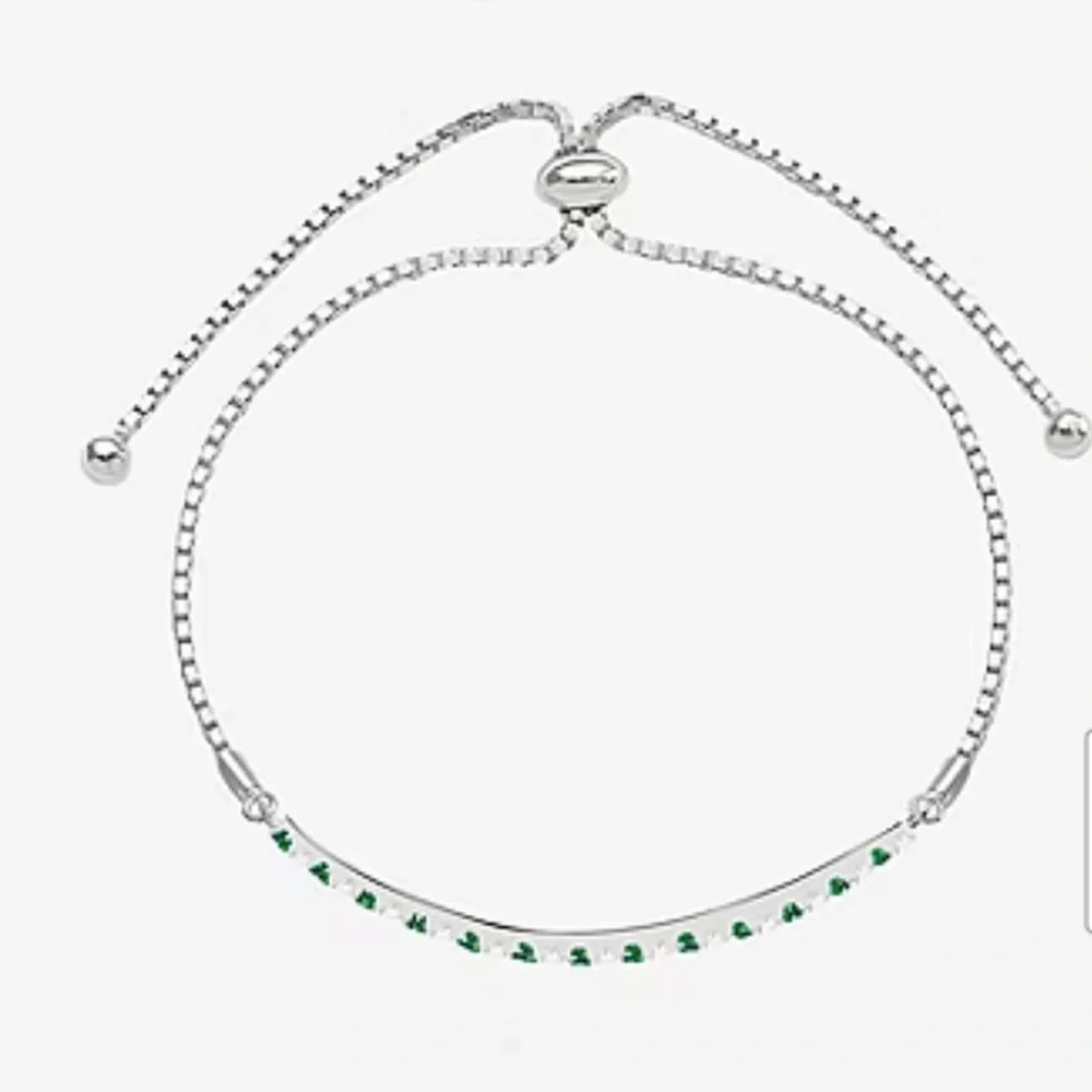 Emerald Gemstone Sterling Silver Bolo Bracelet - Picture 12 of 12
